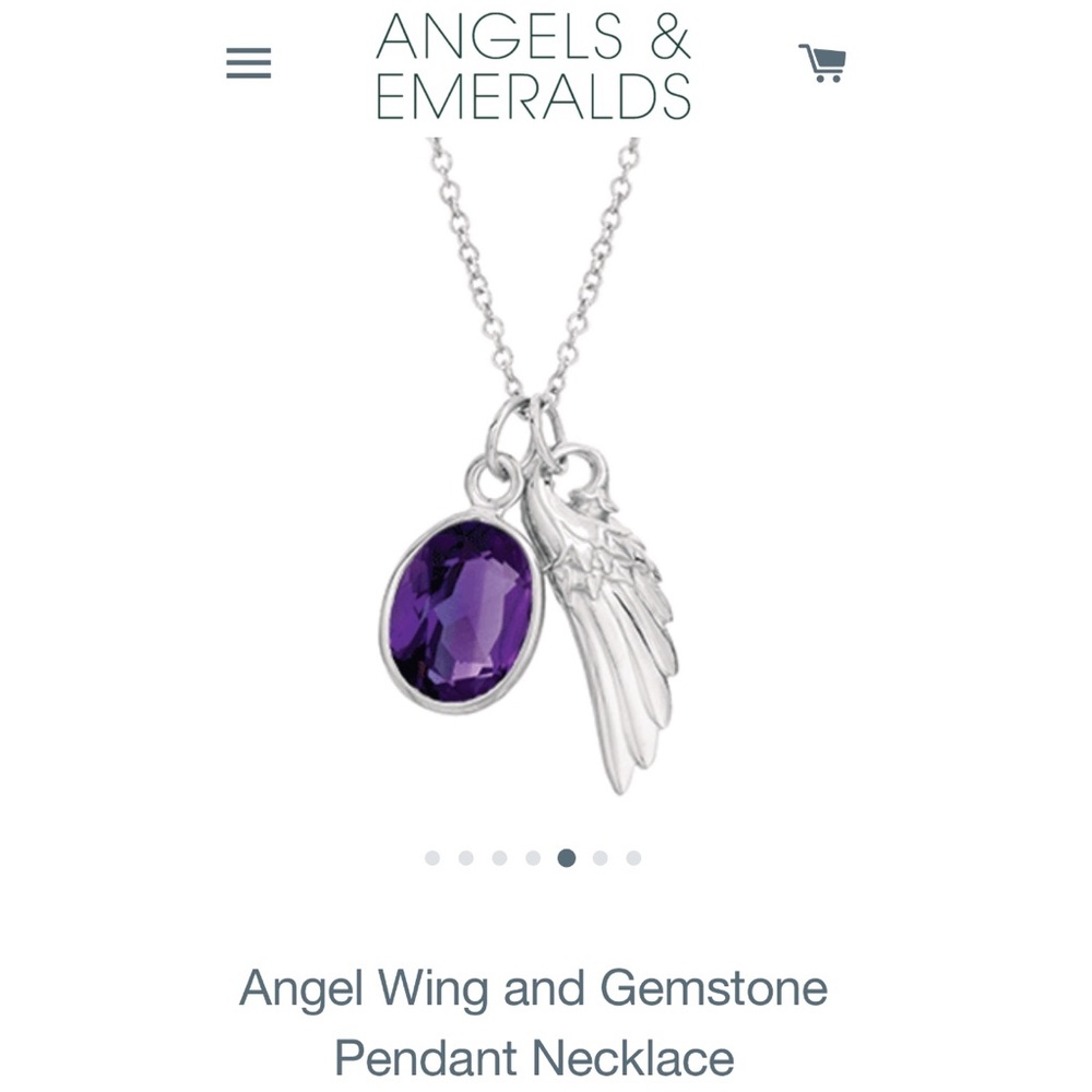 NWT Sterling Silver Angel Wing w/Genuine Amethyst Pendant Necklace